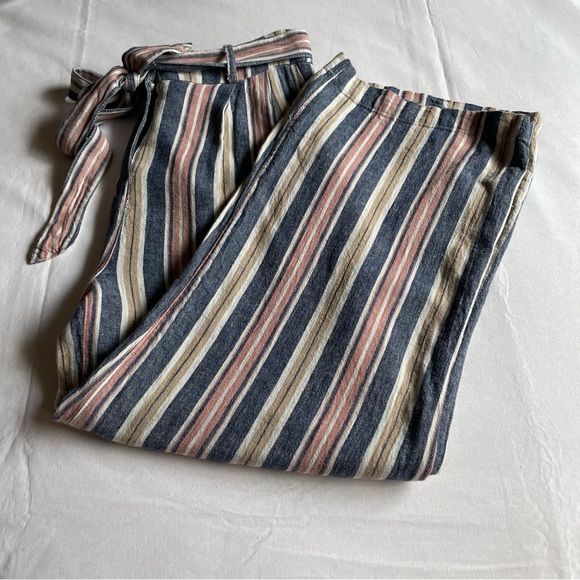 Dex Multi Coloured Striped High Waisted Self Tie Pants Size Small - Picture 3 of 14